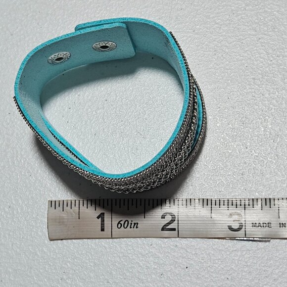 Stylish Silver Tone Chain Rhinestone Stacked Wrap Bracelet Snap Closure Jewelry - Picture 5 of 5